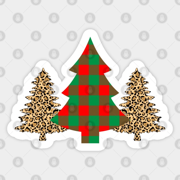 LEOPARD AND PLAID CHRISTMAS TREE Sticker by ZhacoyDesignz